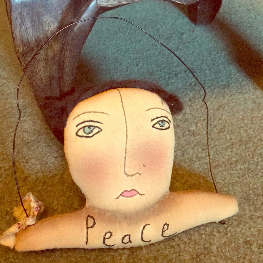 Embroidered Peace Pillow with Hanger